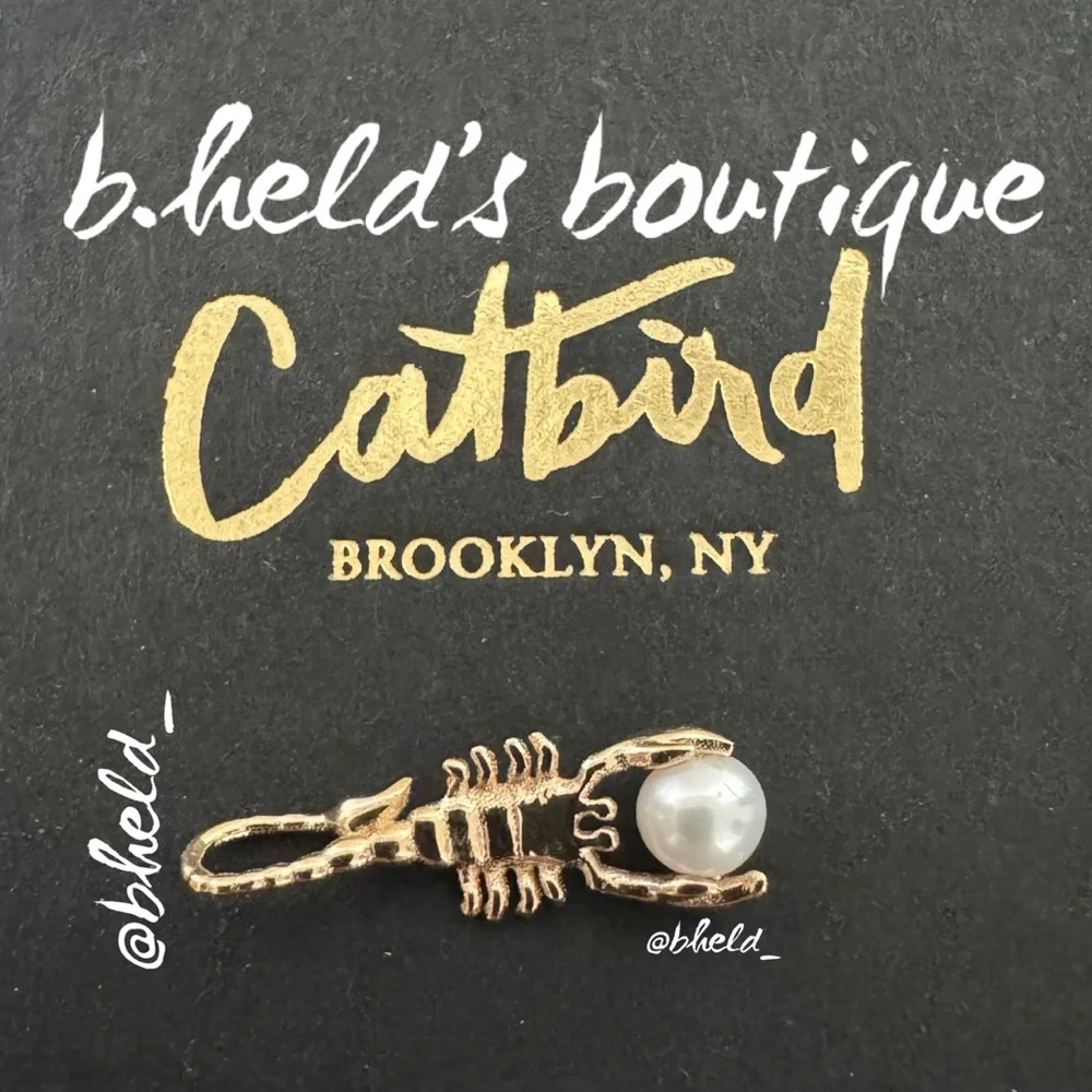 Catbird Jewelry Little Scorpion Charm Solid 14K Gold Pearl Limited Edition NWT - Picture 5 of 17